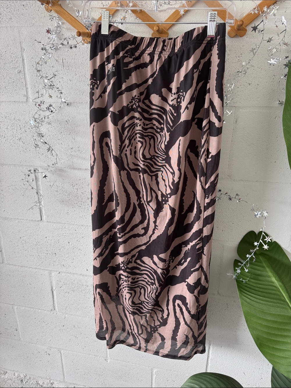 Zebra print sheer maxi skirt